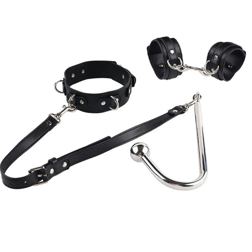Elegant Anal with Beaded and 5334 Hook Cuffs Collar 0817